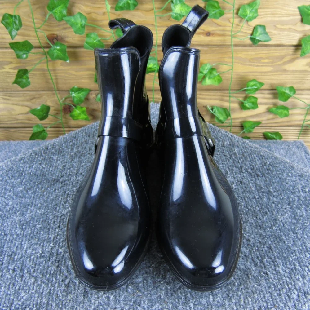 Lauren Ralph Lauren Tricia-Bo-Rai Women's 8 Black Rain‎ Boots Harness Style
